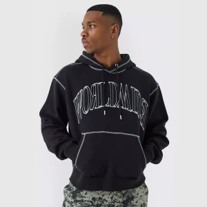 Oversized Boxy Doodle Graphic Puff Print Hoodie