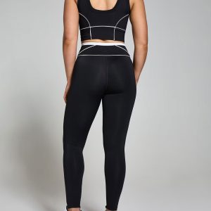 Contrast Texture Leggings – Black