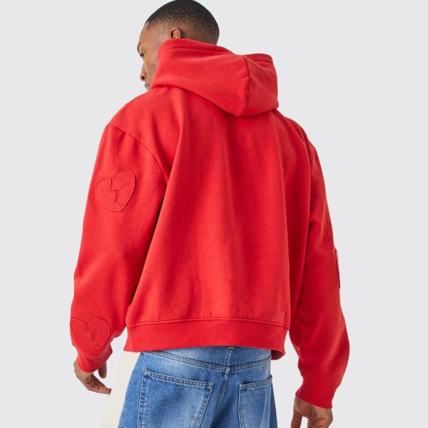 Boxy Fit Ombre Stripe Brushed Knit Cross Hoodie - Image 2