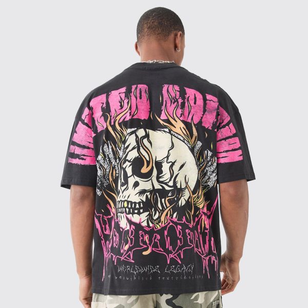Oversized Bleach Tie Dye Graphic T-shirt - Image 2