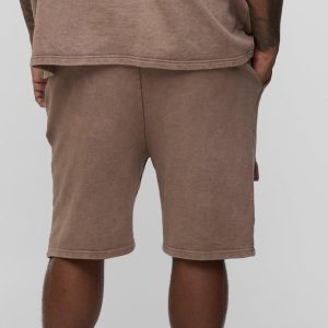 Oversized Washed Rhinestone Jersey Shorts