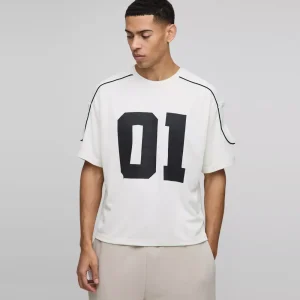 Oversized Floral Line Drawing Scuba T-shirt