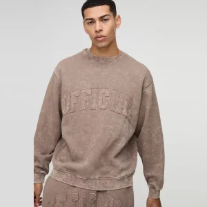 Oversized Half Sleeve Faux Layer 13 Applique Sweatshirt