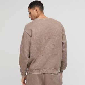 Oversized Half Sleeve Faux Layer 13 Applique Sweatshirt